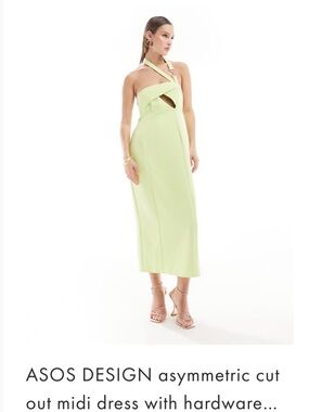 ASOS Lime Green Asymmetric Cut-Out Midi Dress